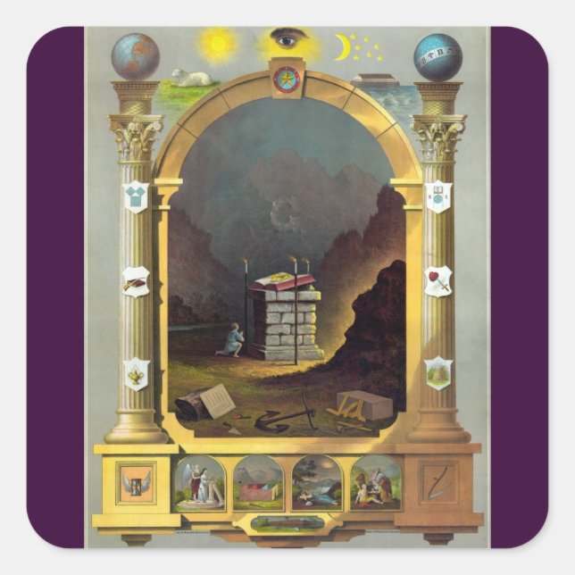 Sticker Carré Le graphique maçonnique (Devant)