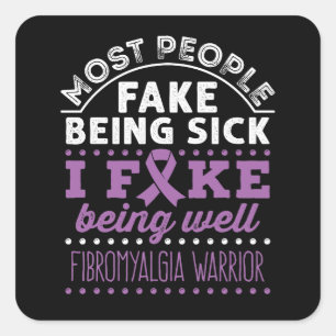 Sticker Carré Le guerrier de sensibilisation à la fibromyalgie f
