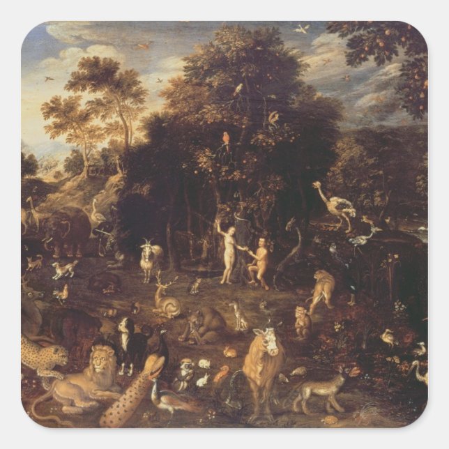 Sticker Carré Le jardin d'Eden (Devant)