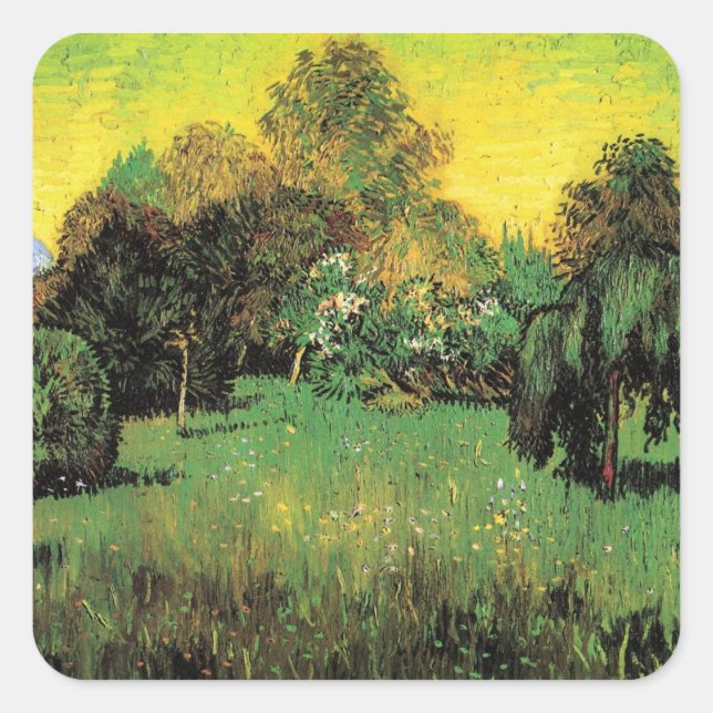 Sticker Carré Le jardin des poètes par Vincent van Gogh (Devant)