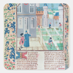 Sticker Carré Le jardin, illustration du livre des