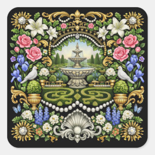 Sticker Carré Le Jardin Inspiré du Roi Soleil de Versailles 