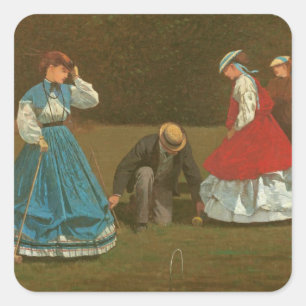 Sticker Carré Le jeu de croquet, 1866 (huile sur la toile)