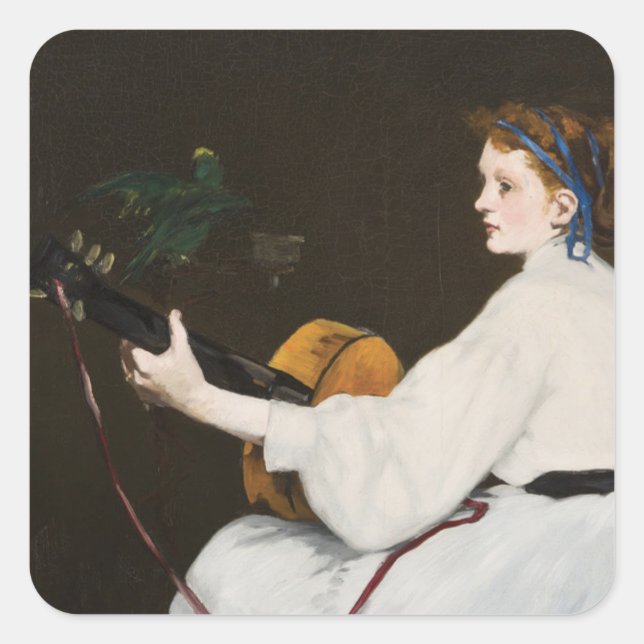 Sticker Carré Le joueur de guitare par Édouard Manet (Devant)