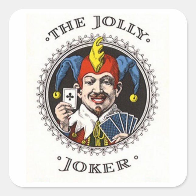 Sticker Carré Le joyeux joker jouant carte graphique (Devant)