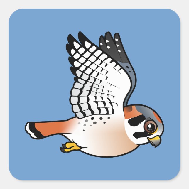Sticker Carré Le Kestrel américain en vol (Devant)