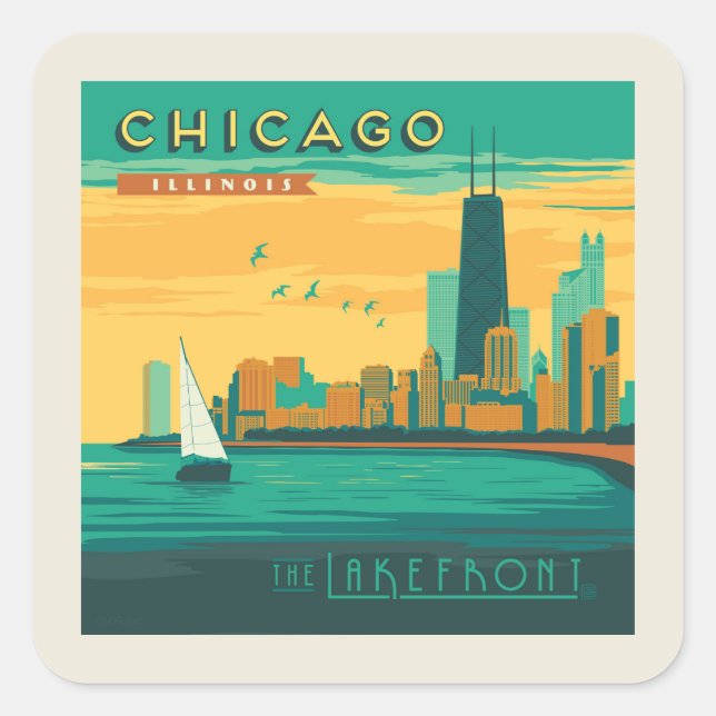 Sticker Carré Le Lakefront | Chicago, Illinois (Devant)