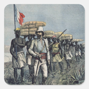 Sticker Carré Le lieutenant Mizon sur sa mission de 1892