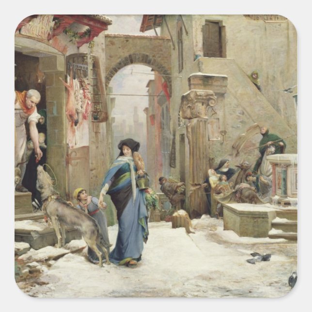 Sticker Carré Le loup de Gubbio, 1877 (Devant)