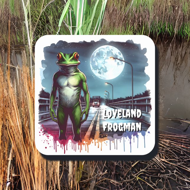Sticker Carré Le Loveland Frogman | Ohio Cryptid (Créateur téléchargé)