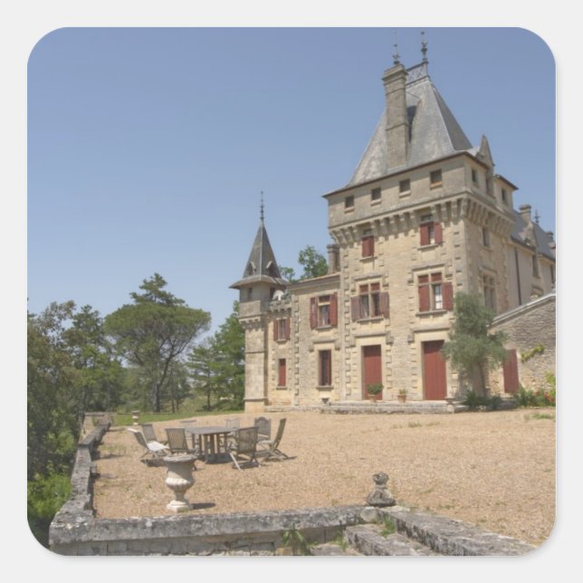 Sticker Carré Le magnifique Château de Pressac et son jardin (Devant)