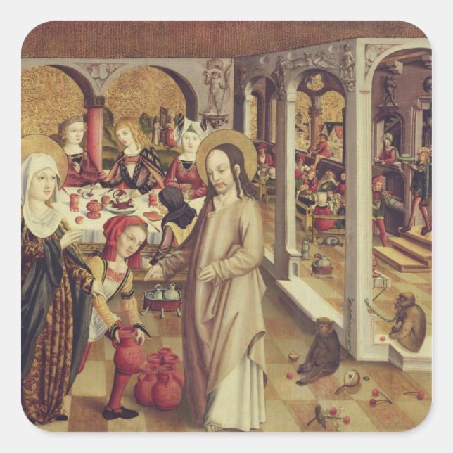 Sticker Carré Le mariage à Cana, c.1500 (Devant)