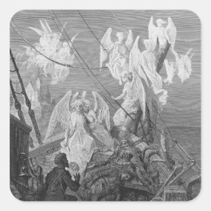 Sticker Carré Le marin voit la bande des spiritueux angéliques