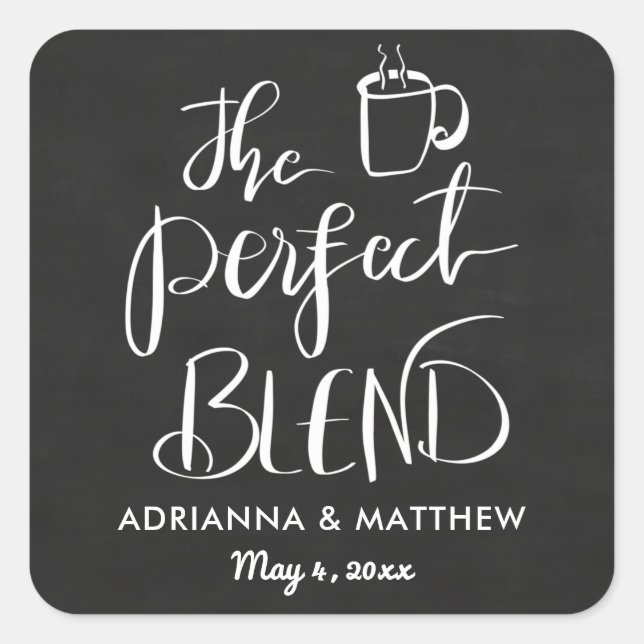 Sticker Carré Le Mélange Parfait | Chalkboard Wedding Favor (Devant)