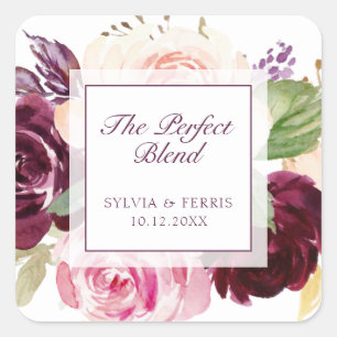 Sticker Carré Le mélange parfait Floral Mariage automnal violet