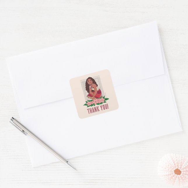Sticker Carré Le Merci d'anniversaire de Disney à Moana (Enveloppe)