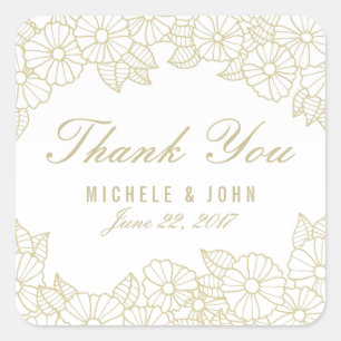 Sticker Carré Le Merci Mariage floral romantique privilégie les 
