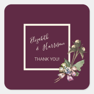 Sticker Carré Le Merci Mariage Merlot tout simplement élégant