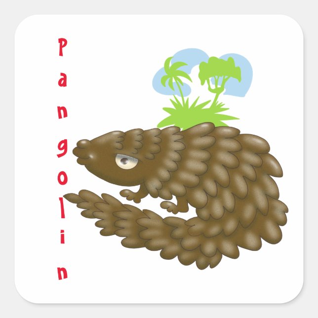 Sticker Carré Le merveilleux petit pangolin (Devant)