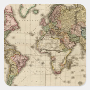Sticker Carré Le monde sur la projection de Mercator