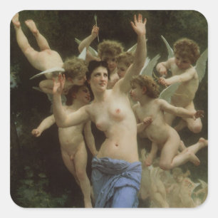 Sticker Carré Le Nid de guêpes par William Adolphe Bouguereau