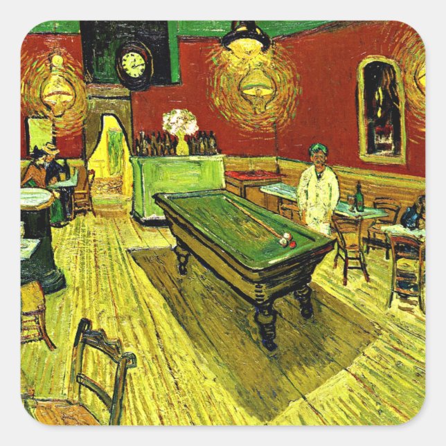 Sticker Carré Le Night Café de Vincent van Gogh, (Devant)