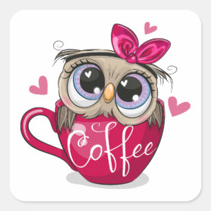 Sticker Carré Le noeud est assis dans une tasse de café