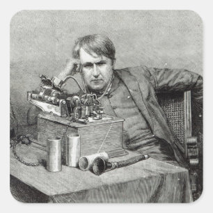 Sticker Carré Le nouveau phonographe de M. Edison