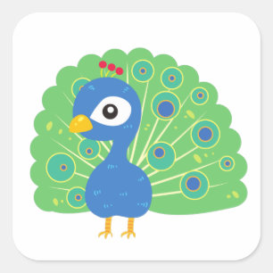 Sticker Carré Le paon bleu sauvage dans les bois