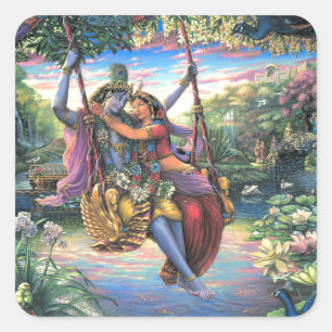 Sticker Carré Le Pâque du Swing - Radha et Krishna