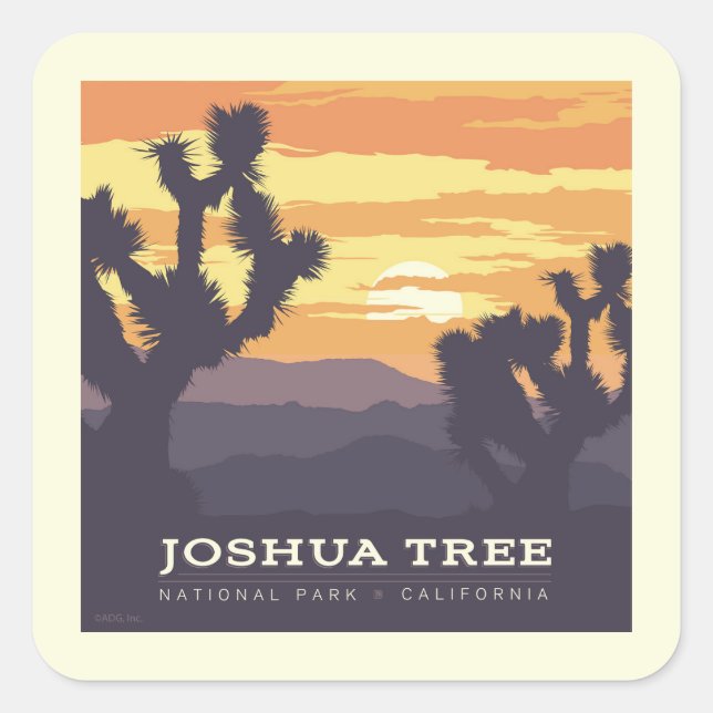 Sticker Carré Le Parc national de Joshua Tree | Californie (Devant)