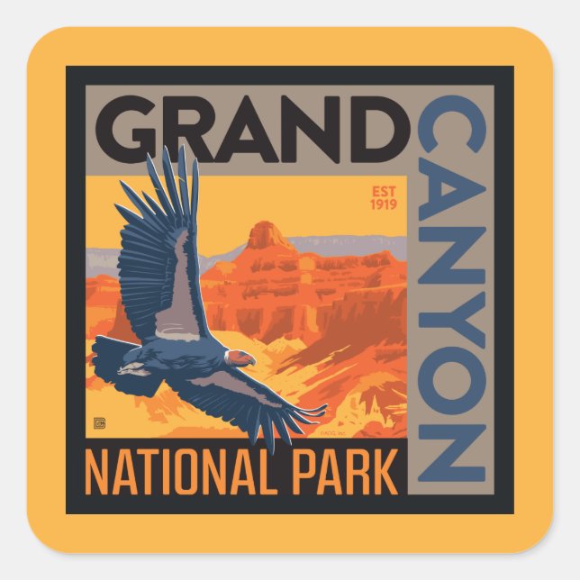 Sticker Carré Le Parc national du Grand Canyon | Condor (Devant)