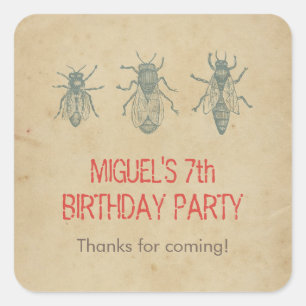 Sticker Carré Le Parti Anniversaire de enfant des abeilles vinta