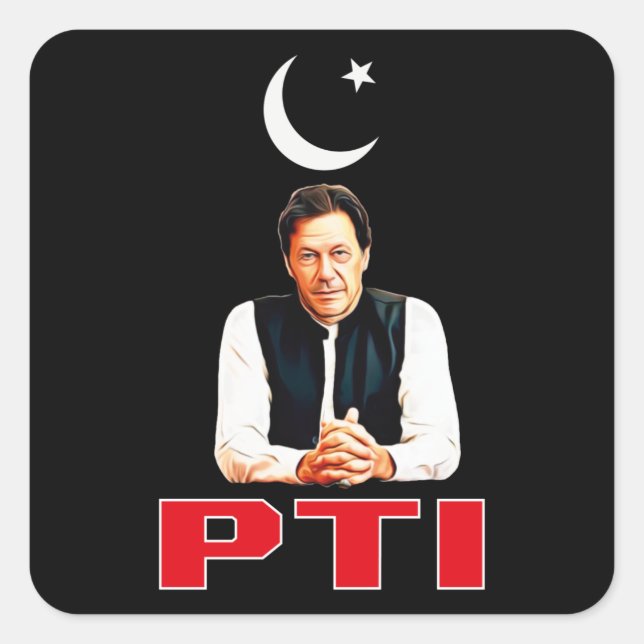 Sticker Carré Le Parti PTI pakistanais soutient Imran Khan (Devant)