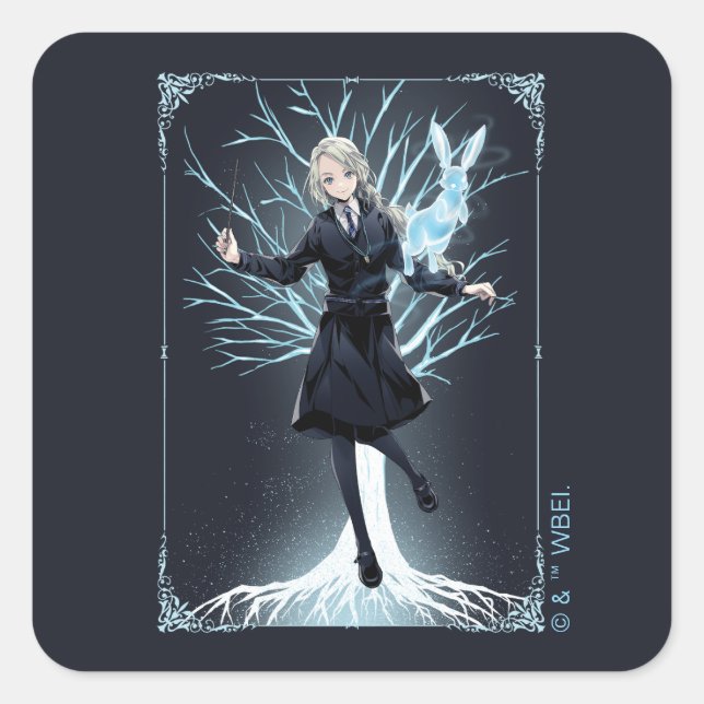 Sticker Carré Le Patronus lapin d'Anime Luna Lovegood (Devant)