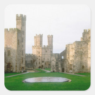 Sticker Carré Le Pays de Galles, le château de Caernarfon, l'un 