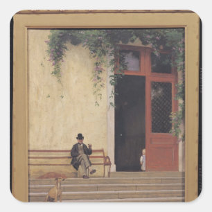 Sticker Carré Le Père et le Fils de l'artiste sur le seuil