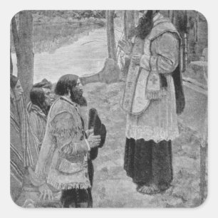 Sticker Carré Le Père Hennepin célèbre la messe