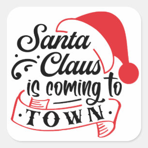 Sticker Carré Le Père Noël arrive en ville