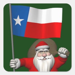 Sticker Carré Le père noël avec le drapeau du Texas