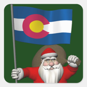 Sticker Carré Le Père Noël Avec L'Enseigne Du Colorado