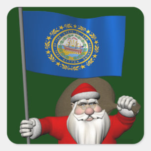 Sticker Carré Le Père Noël Avec L'Ensigne Du New Hampshire