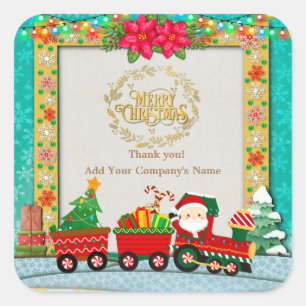 Sticker Carré Le Père Noël en train de recevoir des cadeaux et u