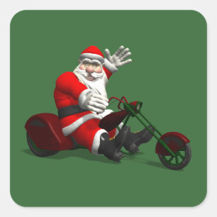 Sticker Carré Le Père Noël En Voyage