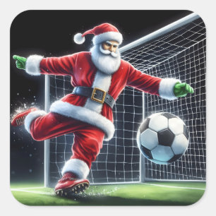 Sticker Carré Le Père Noël joue au football dans une Wonderland 