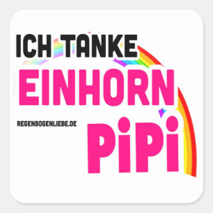 Sticker Carré Le petit : Je fais le plein de pipi monocorne