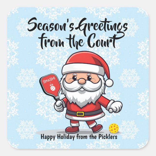 Sticker Carré Le pickball de Noël Père Noël (Devant)