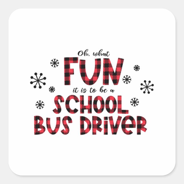 Sticker Carré Le pilote de l'école de Christmas, bus scolaire (Devant)