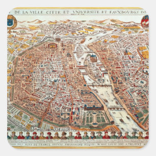 Sticker Carré Le plan de Paris a encadré par un chronologique