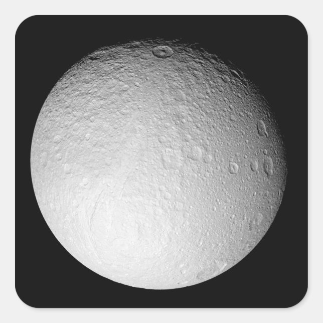 Sticker Carré Le pôle Sud de la lune de Saturne Tethys (Devant)